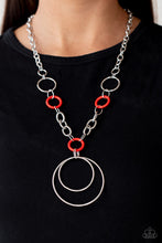 Load image into Gallery viewer, HOOP du Jour- Red and Silver Necklace- Paparazzi Accessories