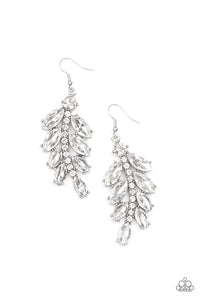 Ice Garden Gala- White and Silver Earrings- Paparazzi Accessories