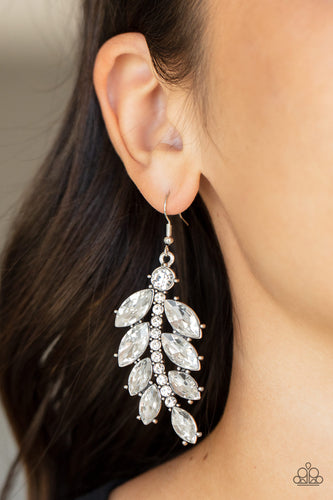 Ice Garden Gala- White and Silver Earrings- Paparazzi Accessories