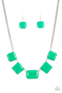 Instant Mood Booster- Green and Silver Necklace- Paparazzi Accessories