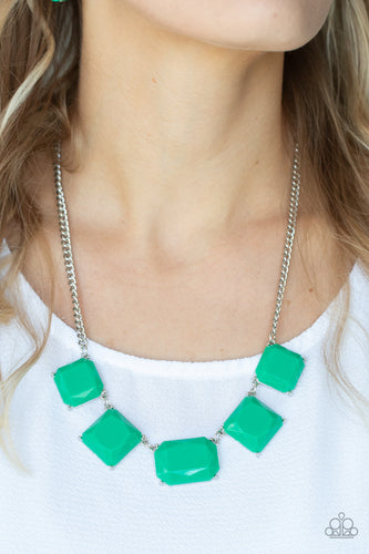 Instant Mood Booster- Green and Silver Necklace- Paparazzi Accessories