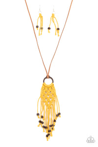 It's Beyond MACRAME- Yellow and Brown Necklace- Paparazzi Accessories
