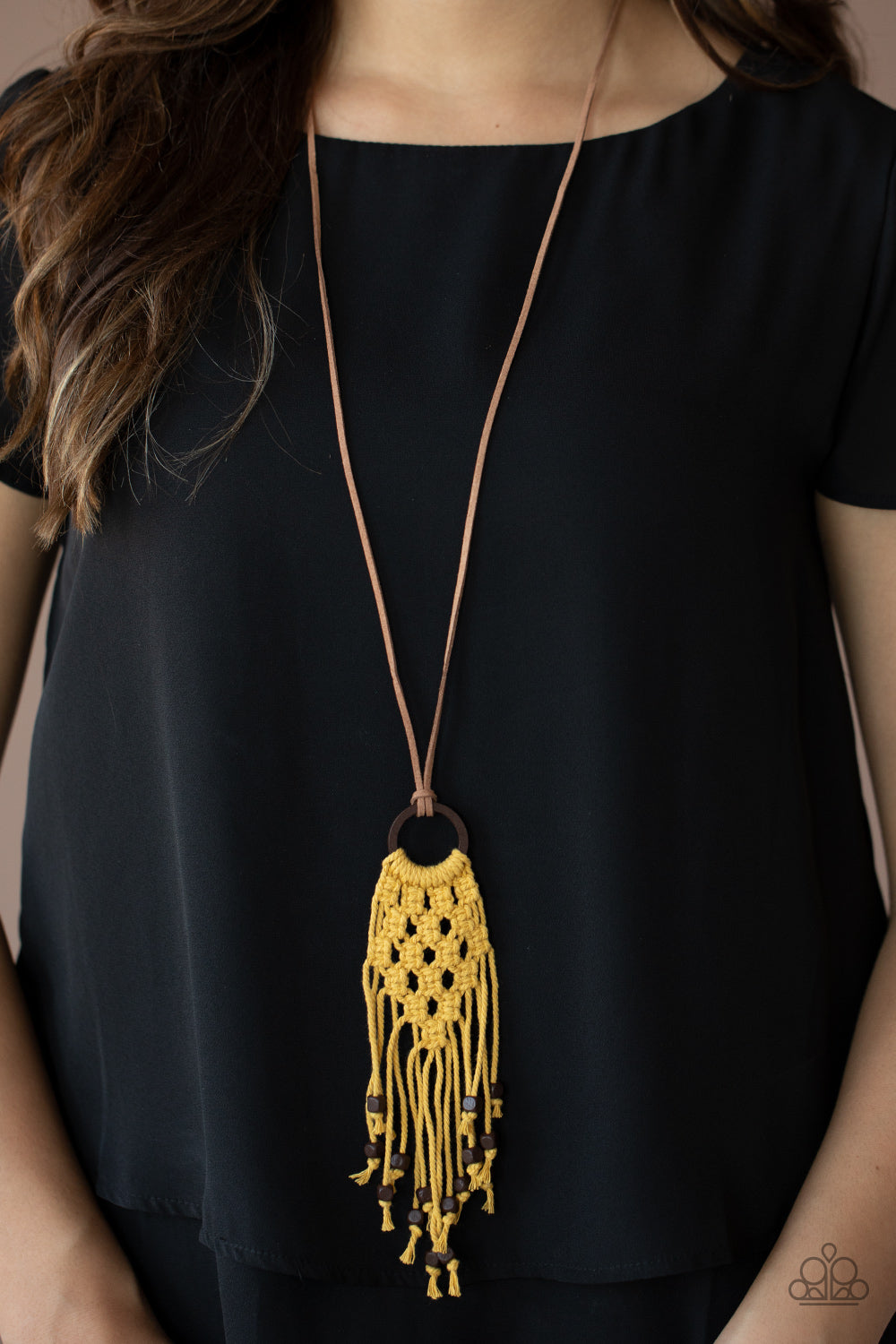 It's Beyond MACRAME- Yellow and Brown Necklace- Paparazzi Accessories