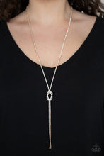 Load image into Gallery viewer, Knockout Knot- White and Gold Necklace- Paparazzi Accessories