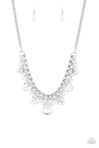 Knockout Queen- White and Silver Necklace- Paparazzi Accessories