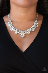 Knockout Queen- White and Silver Necklace- Paparazzi Accessories