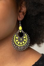Load image into Gallery viewer, Laguna Leisure- Yellow and Silver Earrings- Paparazzi Accessories