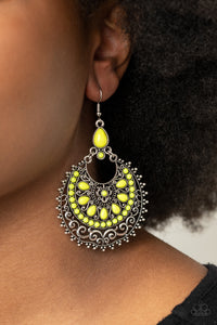 Laguna Leisure- Yellow and Silver Earrings- Paparazzi Accessories