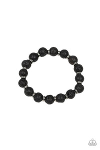 Luck- Black and Silver Lava Rock Bracelet- Paparazzi Accessories