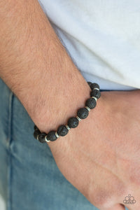 Luck- Black and Silver Lava Rock Bracelet- Paparazzi Accessories