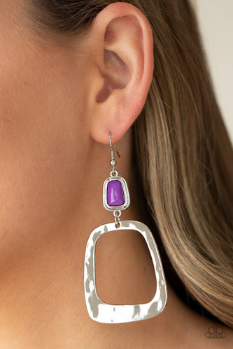 Material Girl Mod- Purple and Silver Earrings- Paparazzi Accessories