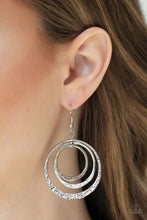 Load image into Gallery viewer, Metallic Ruffle- Silver Earrings- Paparazzi Accessories
