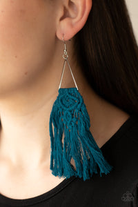 Modern Day Macrame- Blue and Silver Earrings- Paparazzi Accessories