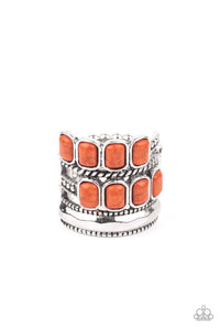 Mojave Monument- Orange and Silver Ring- Paparazzi Accessories
