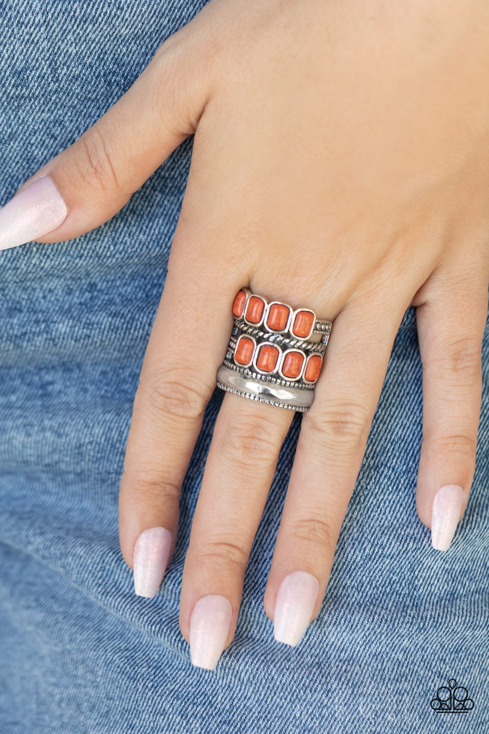 Mojave Monument- Orange and Silver Ring- Paparazzi Accessories