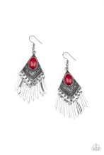 Load image into Gallery viewer, Mostly Monte-ZUMBA- Red and Silver Earrings- Paparazzi Accessories
