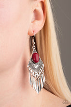 Load image into Gallery viewer, Mostly Monte-ZUMBA- Red and Silver Earrings- Paparazzi Accessories