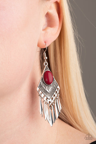 Mostly Monte-ZUMBA- Red and Silver Earrings- Paparazzi Accessories