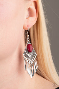 Mostly Monte-ZUMBA- Red and Silver Earrings- Paparazzi Accessories