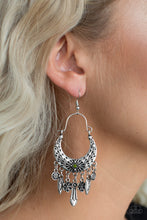 Load image into Gallery viewer, Nature Escape- Green and Silver Earrings- Paparazzi Accessories