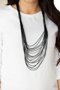 Nice CORD-ination- Black and Silver Necklace- Paparazzi Accessories
