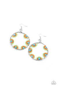 Off The Rim- Multicolored Silver Earrings- Paparazzi Accessories