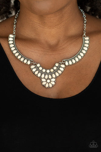 Omega Oasis- White and Silver Necklace- Paparazzi Accessories