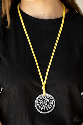 One MANDALA Show- Yellow and Silver Necklace- Paparazzi Accessories