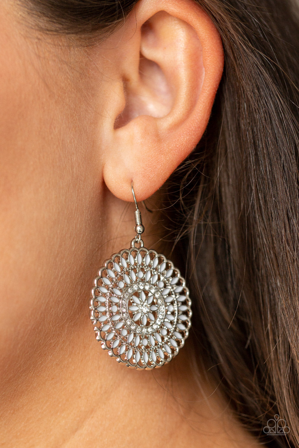 PINWHEEL and Deal- Silver Earrings- Paparazzi Accessories