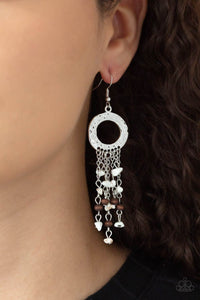 Primal Prestige- White and Silver Earrings- Paparazzi Accessories
