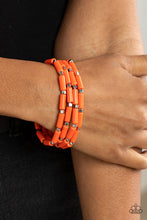 Load image into Gallery viewer, Radiantly Retro- Orange and Silver Bracelets- Paparazzi Accessories