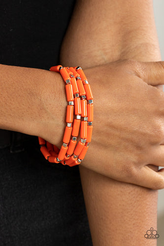 Radiantly Retro- Orange and Silver Bracelets- Paparazzi Accessories