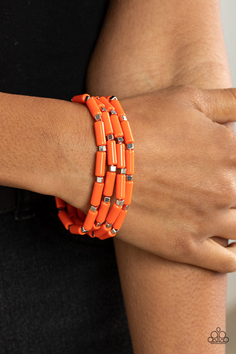 Radiantly Retro- Orange and Silver Bracelets- Paparazzi Accessories