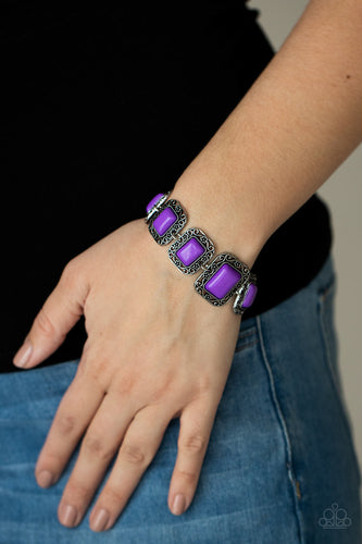 Retro Rodeo- Purple and Silver Bracelet- Paparazzi Accessories