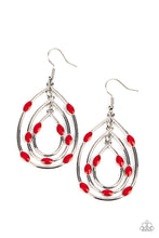 Load image into Gallery viewer, Rippling Rapport- Red and Silver Earrings- Paparazzi Accessories