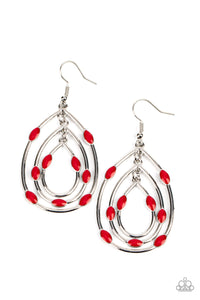 Rippling Rapport- Red and Silver Earrings- Paparazzi Accessories