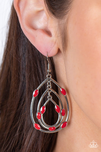 Rippling Rapport- Red and Silver Earrings- Paparazzi Accessories
