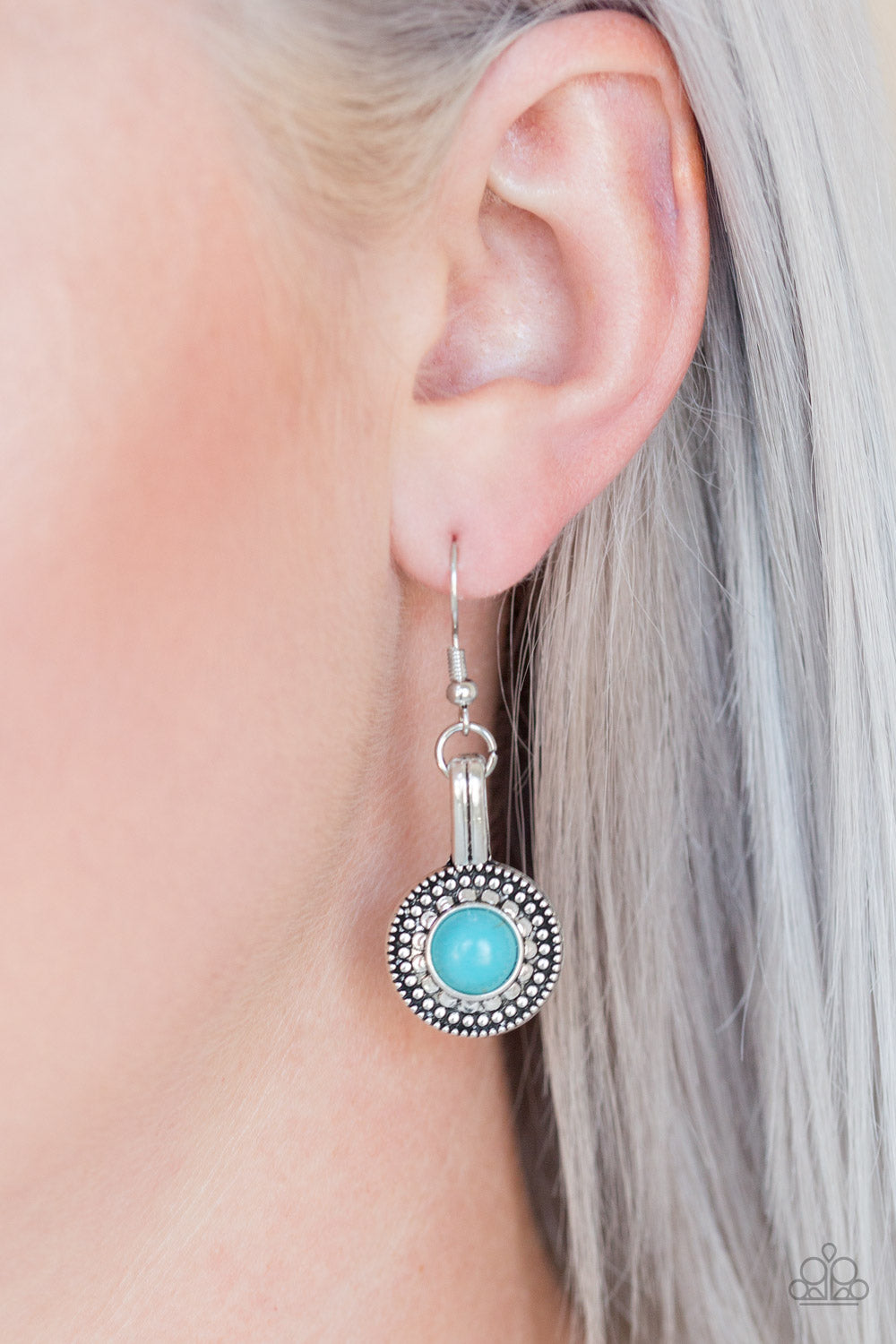 Simply Stagecoach- Blue and Silver Earrings- Paparazzi Accessories