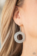 Load image into Gallery viewer, Sparkle Splurge- White and Silver Earrings- Paparazzi Accessories