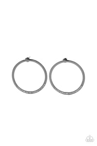 Spot On Opulence- White and Gunmetal Earrings- Paparazzi Accessories