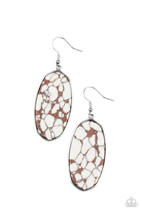 Stone Sculptures- White and Brown Earrings- Paparazzi Accessories