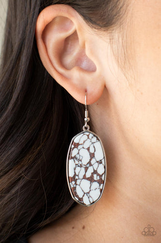 Stone Sculptures- White and Brown Earrings- Paparazzi Accessories