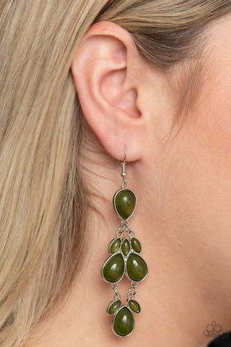 Superstar Social- Green and Silver Earrings- Paparazzi Accessories