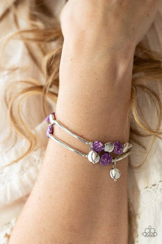Terrazzo Territory- Purple and Silver Bracelet- Paparazzi Accessories
