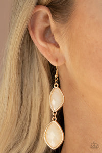 The Oracle Has Spoken- White and Gold Earrings- Paparazzi Accessories