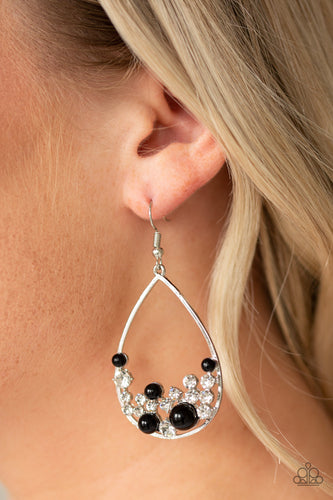 Town Car- Black and Silver Earrings- Paparazzi Accessories
