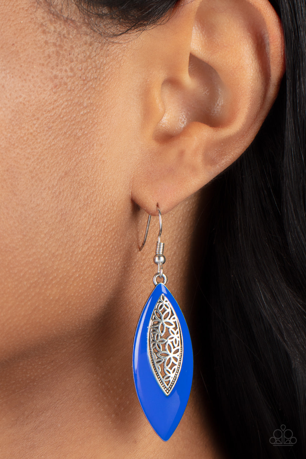 Venetian Vanity- Blue and Silver Earrings- Paparazzi Accessories
