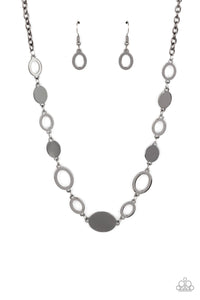 Working OVAL-Time- Gunmetal Necklace- Paparazzi Accessories