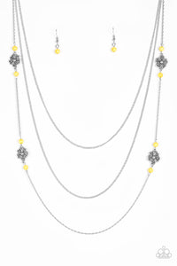 Hibiscus Hideaway- Yellow and Silver Necklace- Paparazzi Accessories