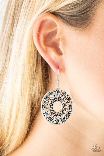Malibu Musical- Blue and Silver Earrings- Paparazzi Accessories